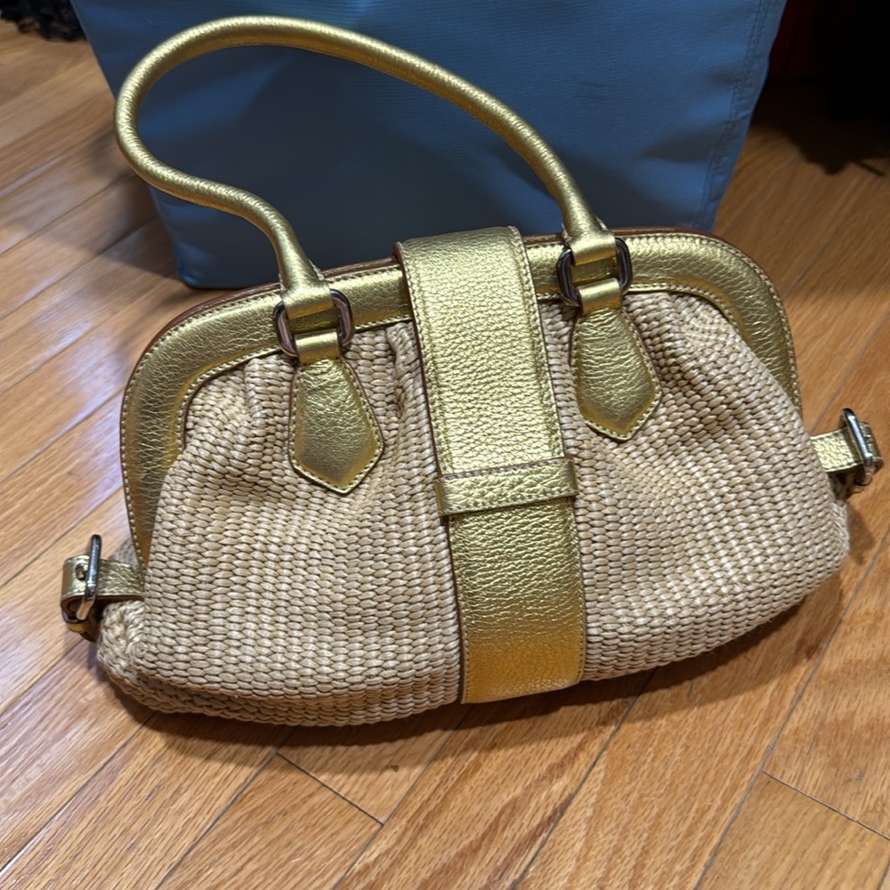 Prada Paglia Straw Shoulder bag Metallic gold - Picture 5 of 8